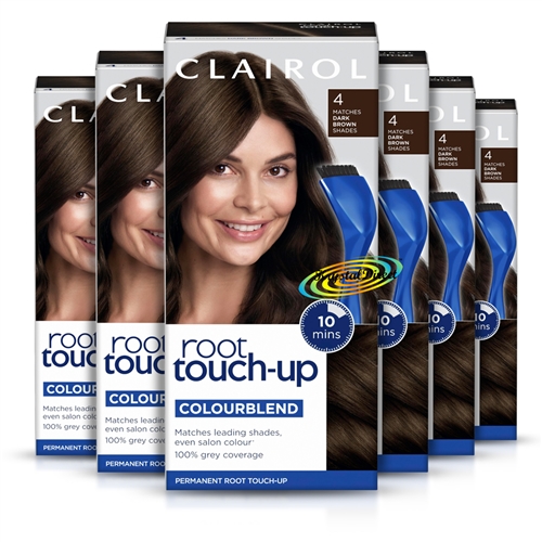 6x Clairol Root Touch Up Permanent Hair Colour Dye #4 DARK BROWN