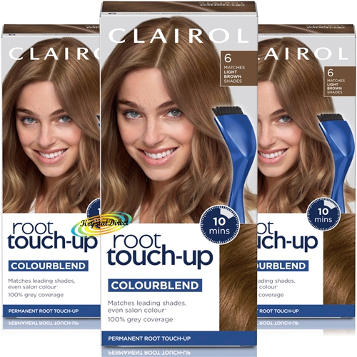 3x Clairol Root Touch Up Permanent Hair Colour Dye #6 LIGHT BROWN