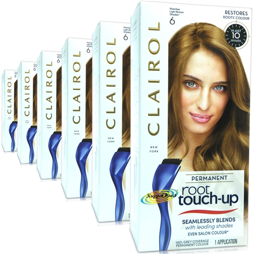 6x Clairol Root Touch Up Permanent Hair Colour Dye #6 LIGHT BROWN