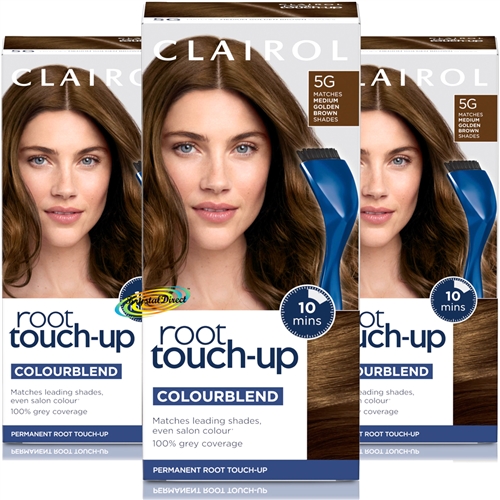 3x Clairol Root Touch Up Permanent Hair Colour Dye 5G MEDIUM GOLDEN BROWN