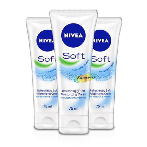 3x Nivea Refreshing Soft Moisturising Daily Cream 75ml Jojoba Oil & Vitamin E