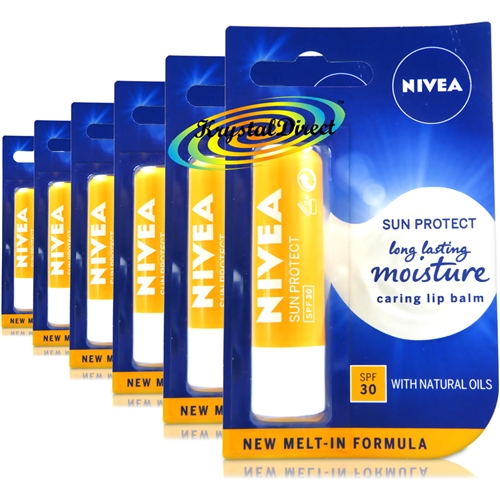 6x Nivea Sun Protect SPF30 Long Lasting Caring Moisturising Lip Balm 4.8g