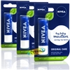 3x Nivea Original Care Long Lasting Moisturising Lip Balm 4.8g