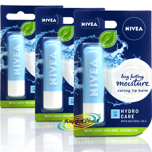 3x Nivea Hydro Care Lip Balm With SPF15