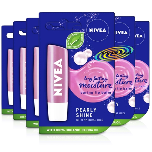 6x Nivea Pearly Shine Caring Long Lasting Moisture Lip Balm 4.8g