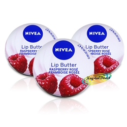 3x Nivea Raspberry Rose Lip Butter 16.7g