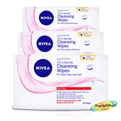 75 Nivea 3 in 1 Gentle Daily Facial Face Cleansing Soft Wipes For Dry Skin