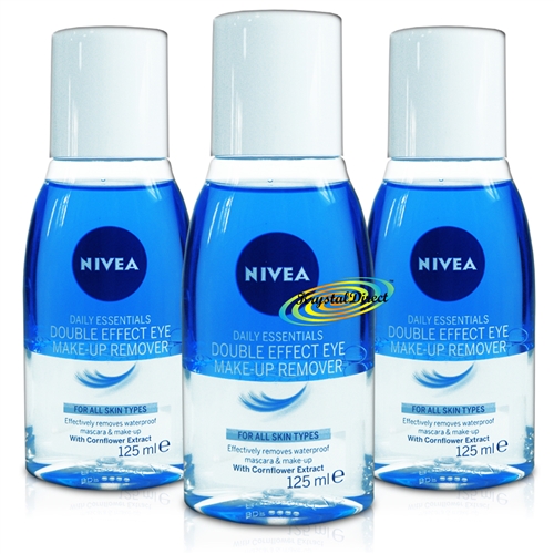 3x Nivea Daily Double Effect Waterproof Eye Mascara Make Up Remover 125ml