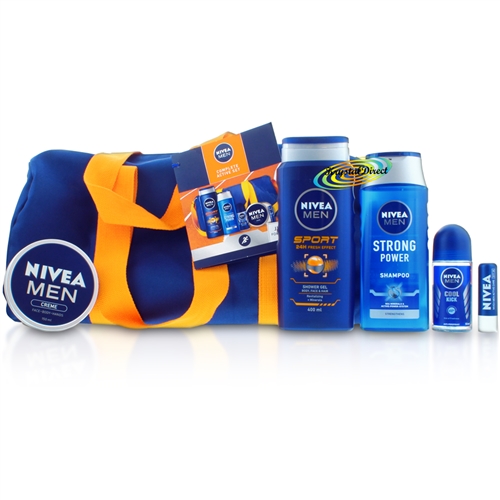 Nivea Men Complete Active 5 Piece Toiletry Gift Set With Duffle Holdall Gym Bag