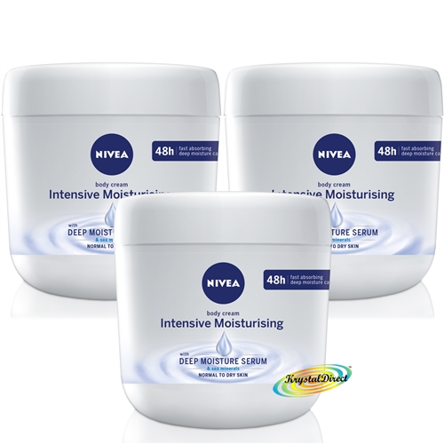 3x Nivea Body Cream INTENSIVE MOISTURISING Deep Serum Normal To Dry Skin 400ml