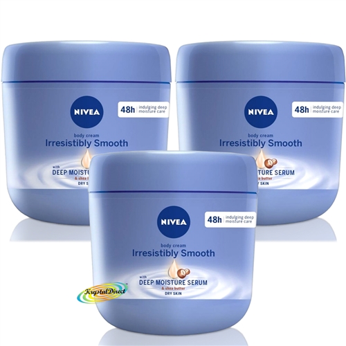 3x Nivea Body Cream IRRESISTIBLY SMOOTH Deep Moisture Serum Dry Skin 400ml