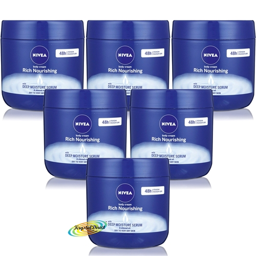 6x Nivea Body Cream RICH NOURISHING Deep Moisture Serum Normal To Dry Skin 400ml