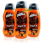 3x No Fear Kick It Refreshing Mens Body Bath Wash Shower Gel 400ml