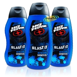 3x No Fear Blast It Refreshing Mens Body Bath Wash Shower Gel 400ml