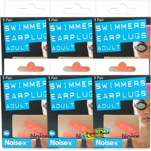 6x Noise-X Swimmer / Swimming Reusable Soft Silicone Ear Plugs for Adult 1 Pair