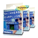 3x Noise-X Swimmer / Swimming Reusable Soft Silicone Ear Plugs for Child 1 Pair