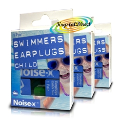 3x Noise-X Swimmer / Swimming Reusable Soft Silicone Ear Plugs for Child 1 Pair