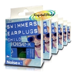 6x Noise-X Swimmer / Swimming Reusable Soft Silicone Ear Plugs for Child 1 Pair