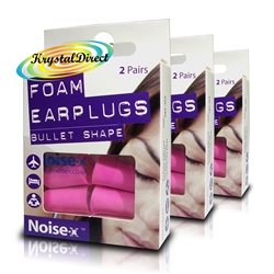 3x Noise-X Bullet Shape Reusable Ergonomic Soft Foam Earplugs 2 Pairs