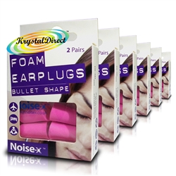 6x Noise-X Bullet Shape Reusable Ergonomic Soft Foam Earplugs 2 Pairs