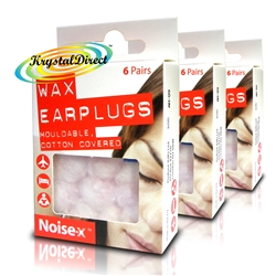 3x Noise-X Mouldable Cotton Covered Natural Wax Comfortable Ear Plugs 6 Pairs