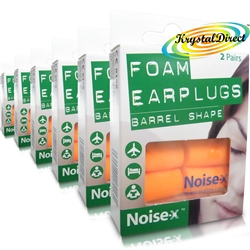 6x Noise-X Classic Barrel Shape Reusable Soft Comfortable Foam Earplugs 2 Pairs