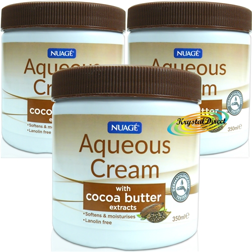 3x Nuage Aqueous Cream With COCOA BUTTER Extracts Skin Wash Moisturiser 350ml