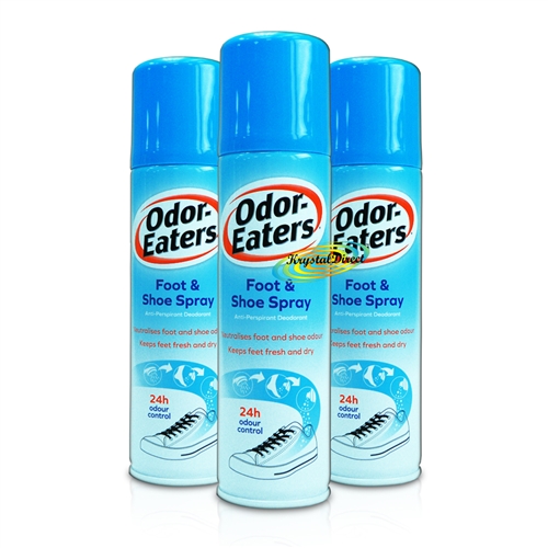 3x Odor Eaters Foot & Shoe Anti Perspirant Odour Free Deodorant Spray 150ml