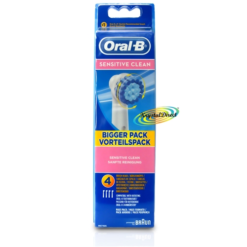Braun Oral B Sensitive Clean Toothbrush Replacement Heads 4 Pack