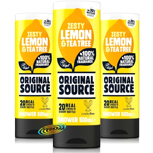 3x Original Source Zesty Lemon & Tea Tree Shower Gel 500ml