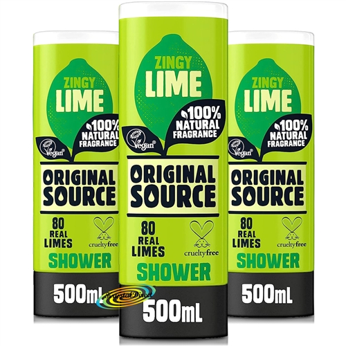 3x Original Source Zingy Lime Shower Gel 500ml