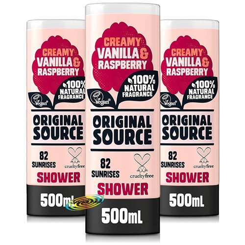 3x Original Source Creamy Vanilla & Raspberry Shower Gel 500ml