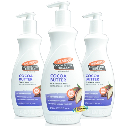 3x Palmers Cocoa Butter FRAGRANCE FREE LOTION 400ml