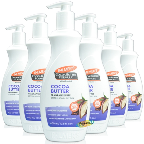 6x Palmers Cocoa Butter FRAGRANCE FREE LOTION 400ml