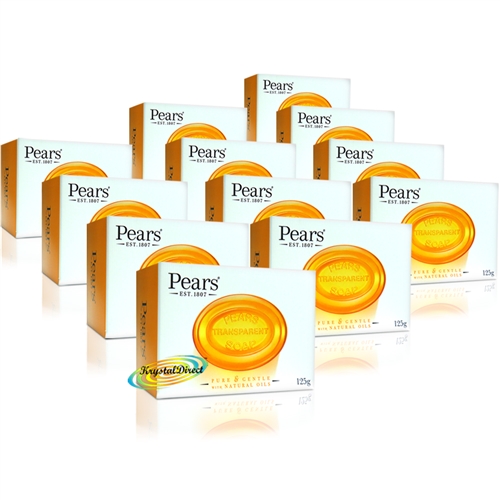 12x Pears Pure & Gentle Transparent Bar Soap With Natural Oils 125g