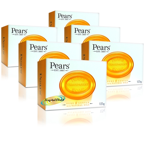 6x Pears Pure & Gentle Transparent Bar Soap With Natural Oils 125g