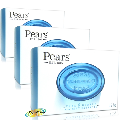 3x Pears Pure & Gentle Transparent Bar Soap With Mint Extracts 125g