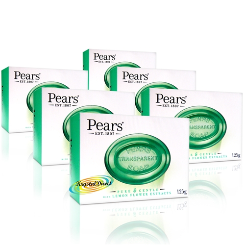 6x Pears Pure & Gentle Transparent Bar Soap With Lemon Flower Extracts 125g