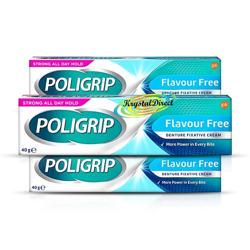 3x Poligrip Flavour Free Denture Fixative Cream