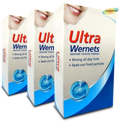 3x Ultra Wernets Denture Fixative Powder 40g