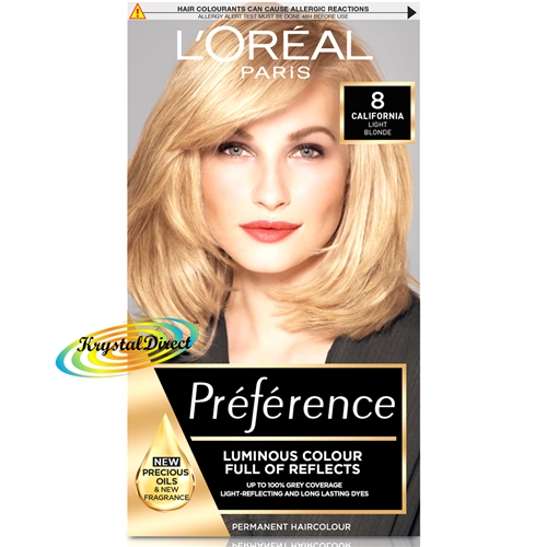 Loreal Preference 8 California LIGHT BLONDE Permanent Hair Colour Dye