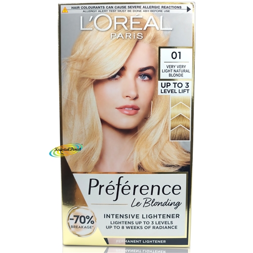 Loreal Preference 01 Prague VERY VERY LIGHT NATURAL BLONDE Hair Colour Dye