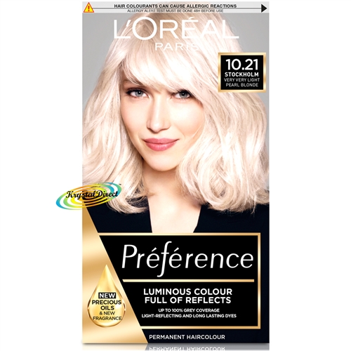 Loreal Preference Stockholm 10.21 VERY VERY LIGHT PEARL BLONDE Hair Colour Dye