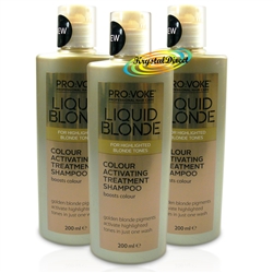 3x LIQUID BLONDE Activitating Golden Treatment Shampoo 200ml - Boosts Colour