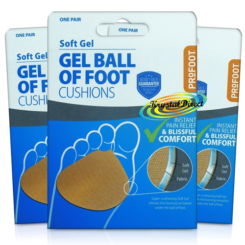 3x Profoot Soft Gel of Ball Foot Washable Fabric Cushions Pain Burning Relief