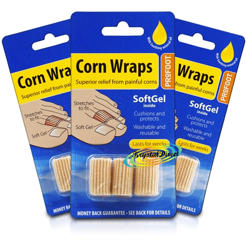 3x Profoot Gel Corn Wraps Cushions Comforts Toe Protection Relief From Corns
