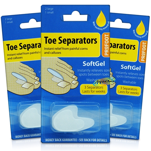 3x Profoot Soft Gel Toe Separators Corns Calluses Sore Spot Rubbing Pressure Relief