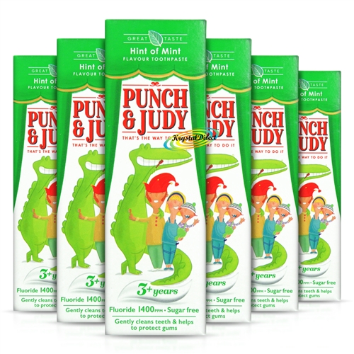 6x Punch & Judy Hint of Mint 1400ppm Fluoride Toothpaste 50ml 3+ Years