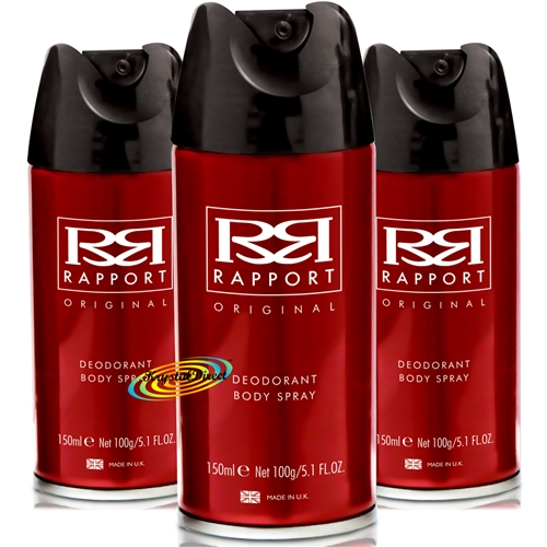 3x Rapport Red Long Lasting Masculine Deodorant Body Spray For Men 150ml