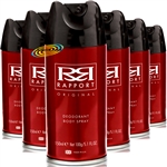 6x Rapport Red Long Lasting Masculine Deodorant Body Spray For Men 150ml